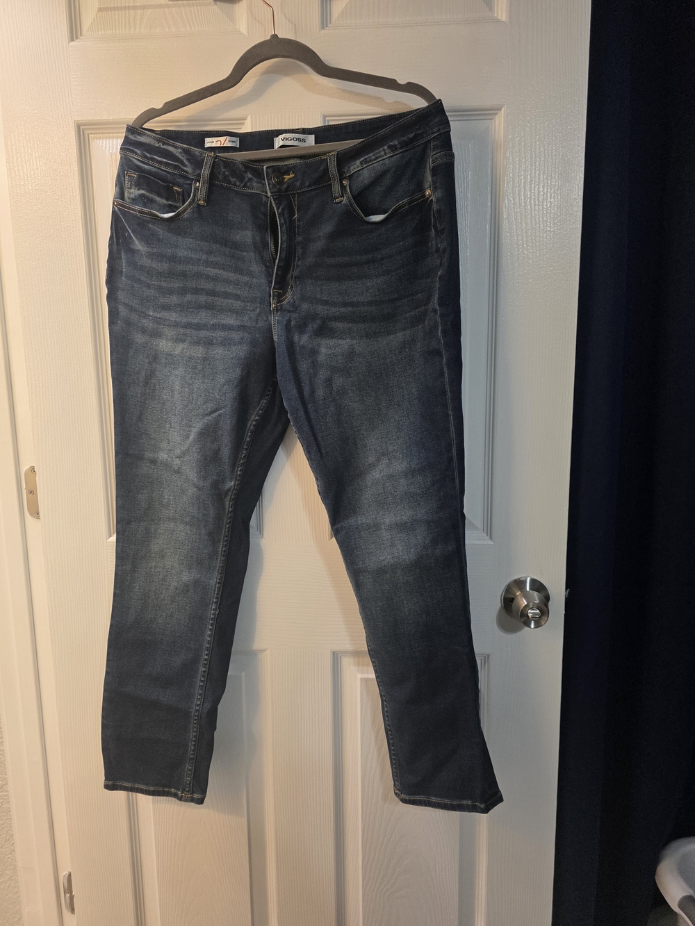 Vigoss Indigo Skinny Jeans with Faded Whiskering Size 14